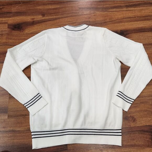 🔸️NWT Nanette Lepore White & Blue Cardigan Sweater Small - Picture 3 of 12